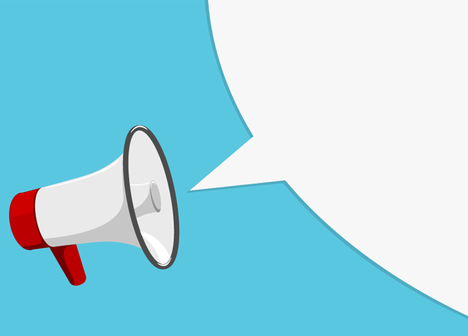 illustration of a megaphone with a blank word bubble coming out of it