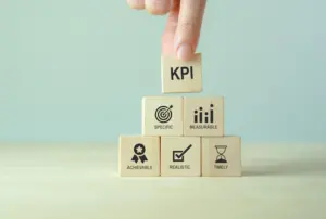 wooden blocks with kpis