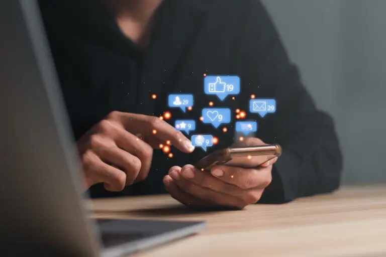 likes and comments graphics over cellphone