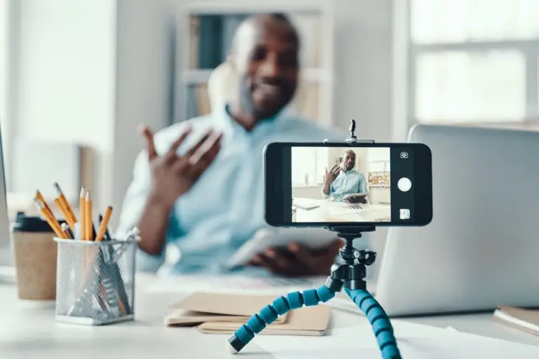 business owner creating short content video