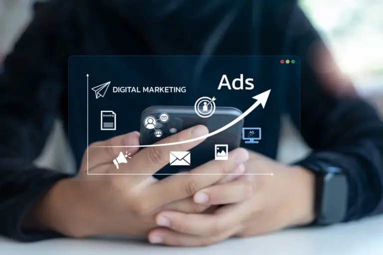 digital marketing graphics over cell phone