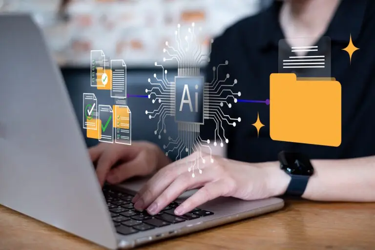 user searching ai on laptop