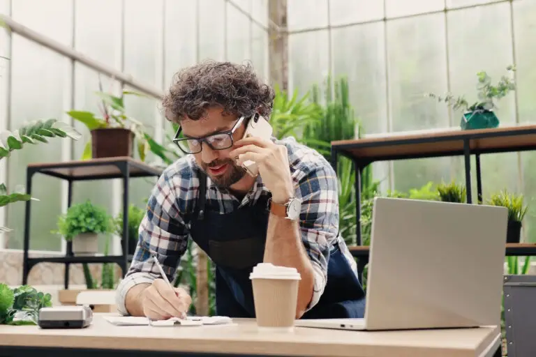 small business owner on phone